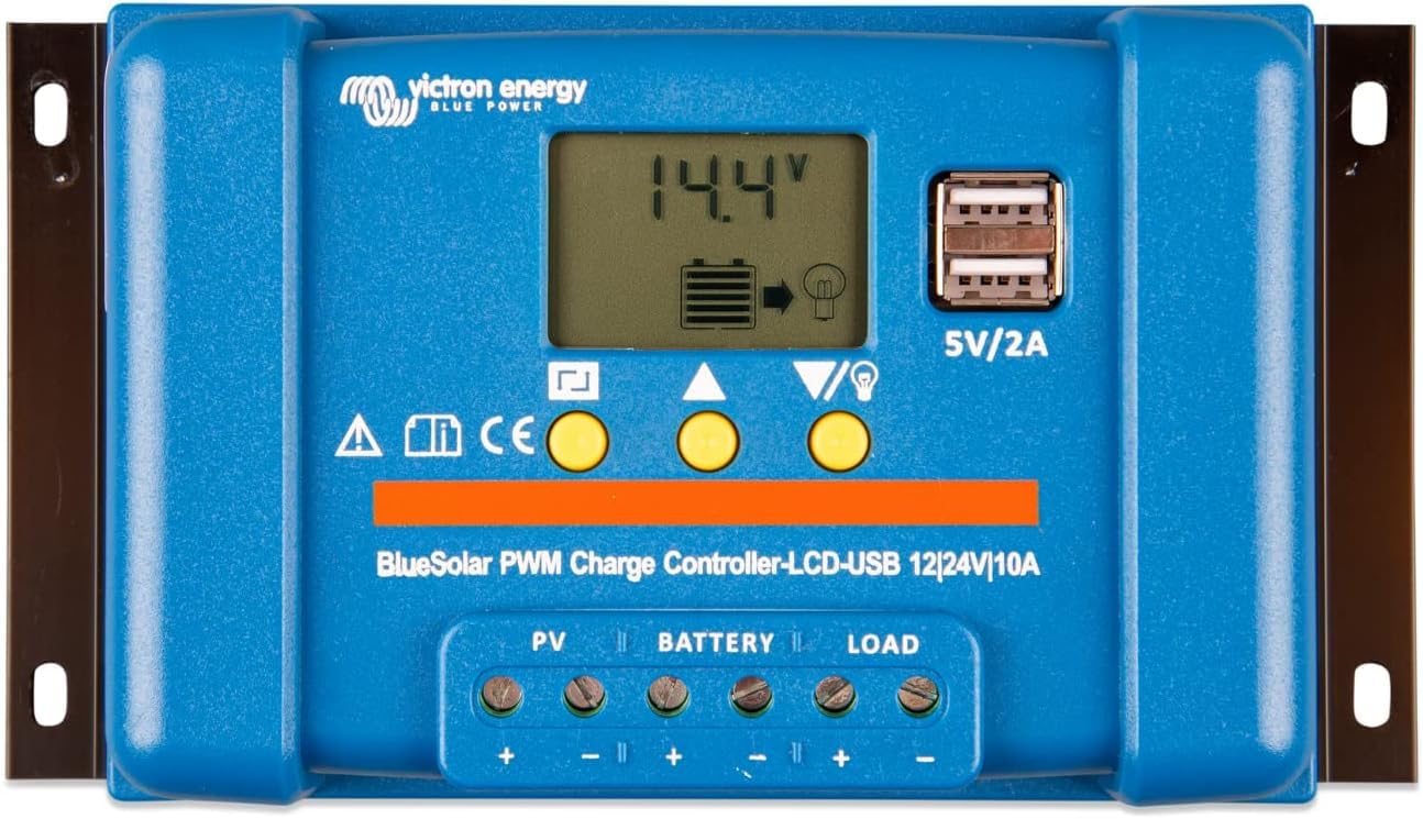 victron-energy-bluesolar-pwm-lcd-usb-12-24v-10-amp-solar-charge-controller-with- image 1