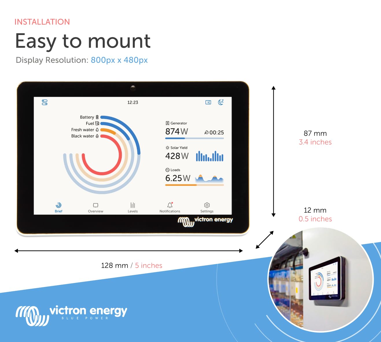victron-energy-gx-touch-50-5-inch-waterproof-touchscreen-display-for-cerbo-gx-sy image 3