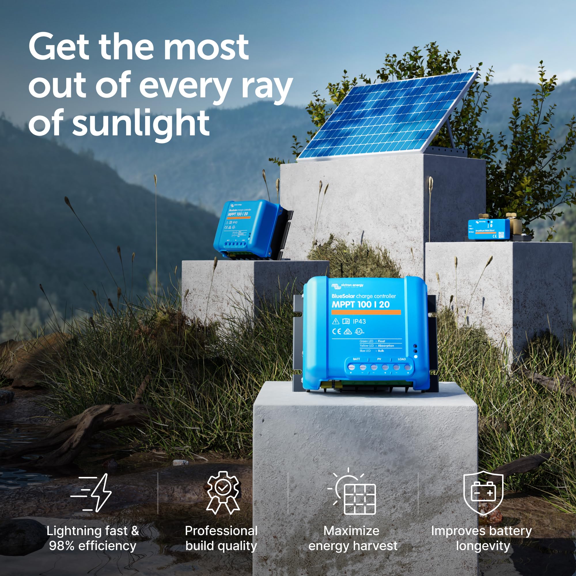 victron-energy-bluesolar-mppt-solar-charge-controller-100v-20a-48v-with-ultra-fa image 2