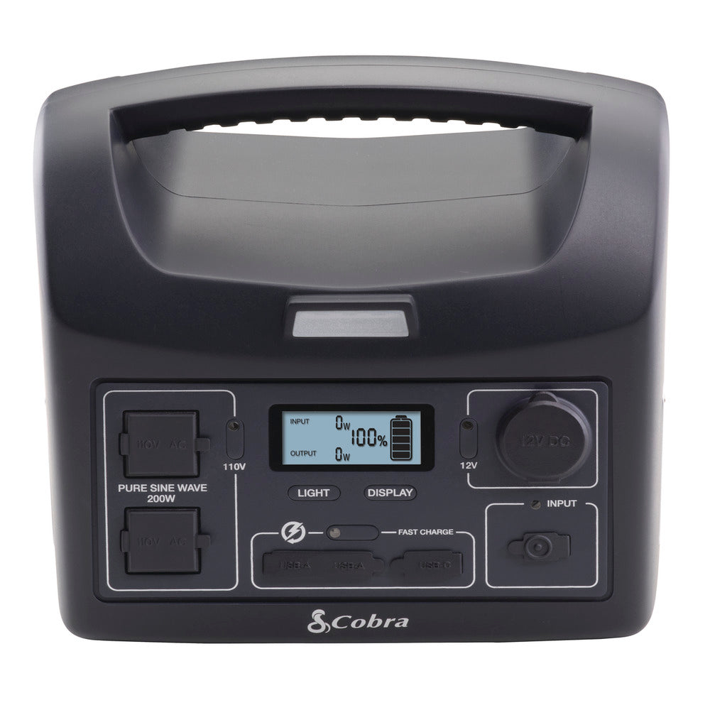 cobra-portable-power-station-200w-with-pure-sine-wave-ac-outlets-solar-rechargea image 2