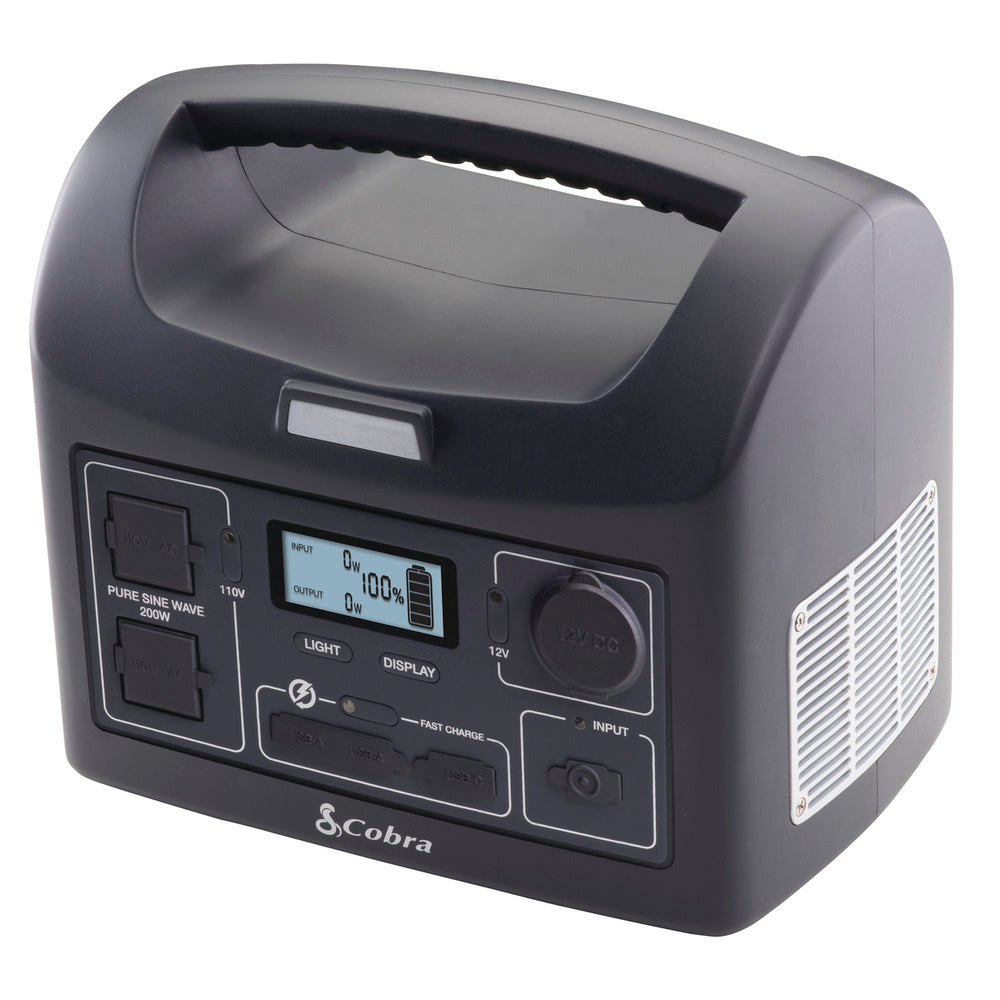 cobra-portable-power-station-200w-with-pure-sine-wave-ac-outlets-solar-rechargea image 3
