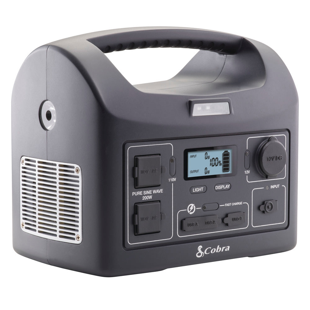 cobra-portable-power-station-200w-with-pure-sine-wave-ac-outlets-solar-rechargea image 6
